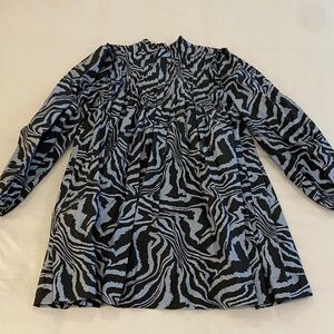 Ganni Black and Blue Zebra Pattern dress